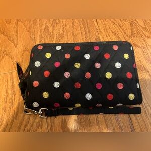 NWT Vera Bradley RFID Front Zip Wristlet in Havana Dots